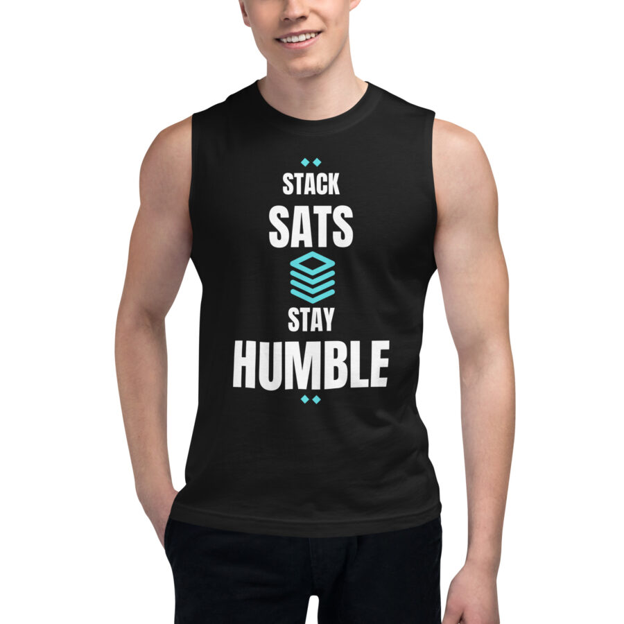 Stack Sats Stay Humble | Men's Crypto Muscle Shirt