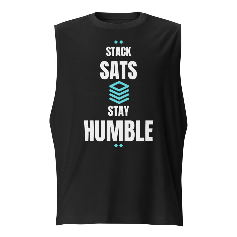 Stack Sats Stay Humble | Men's Crypto Muscle Shirt - Image 3