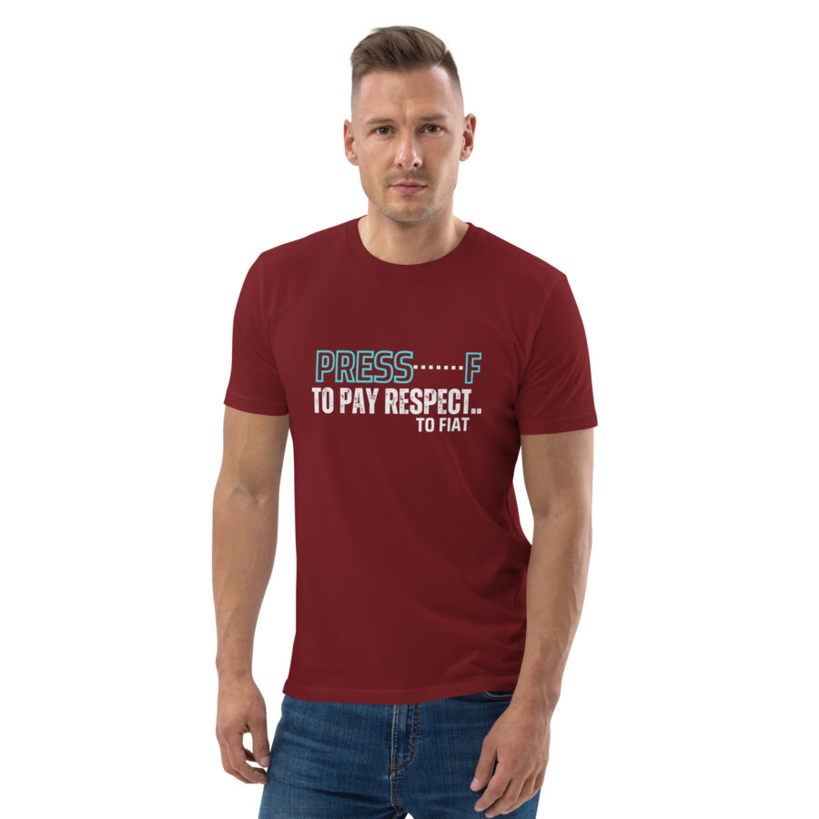 Press F to Pay Respect to Fiat || Organic Cotton Crypto T-shirt - Image 6