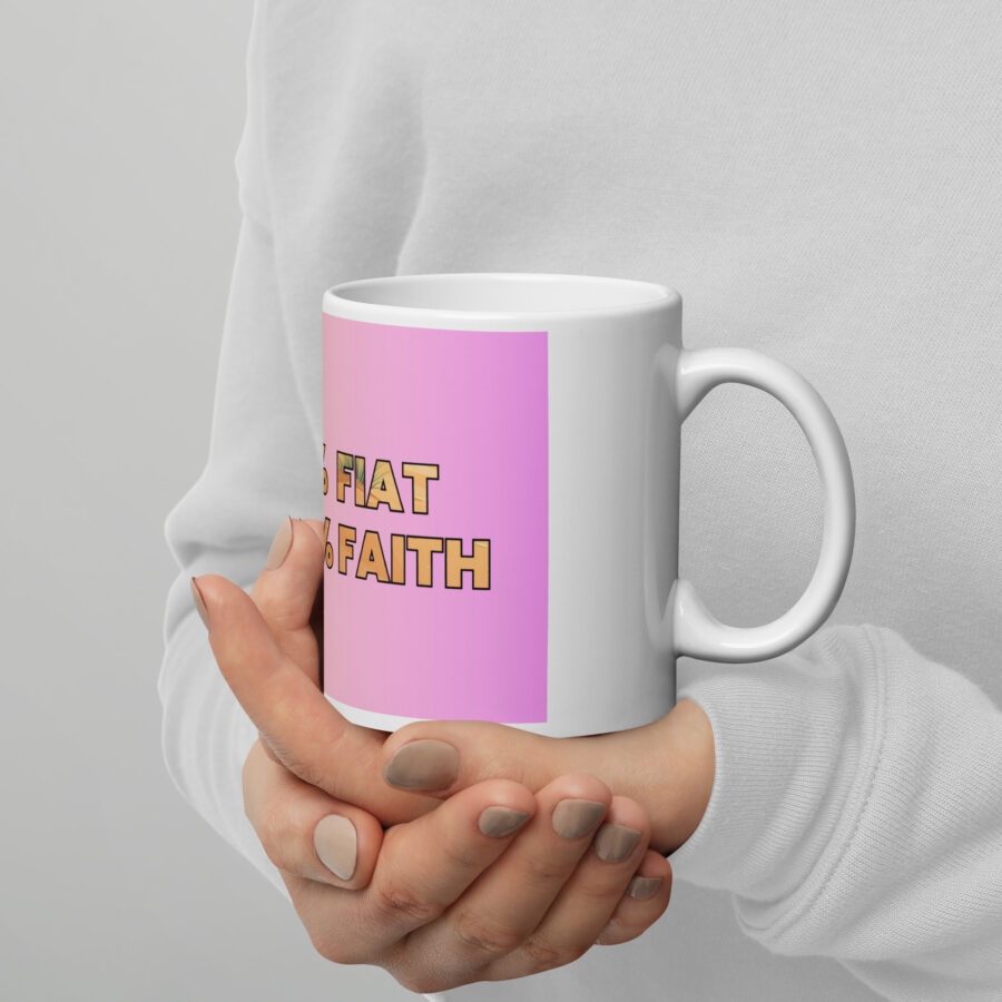 Bitcoin-0%fiat 100% faith | White Bitcoin Mug - Image 2