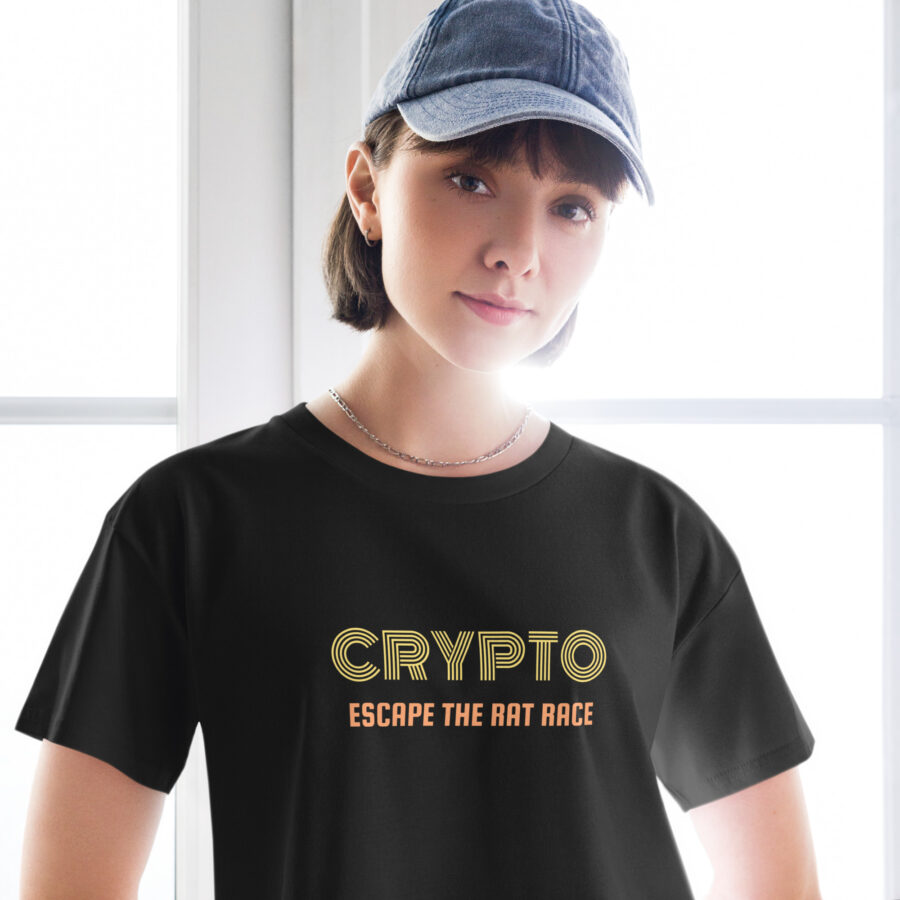 Crypto Escape The Rate Race ||  Women’s Crypto Themed Crop Top