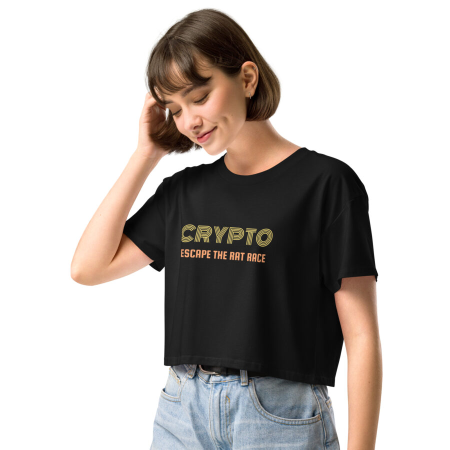 Crypto Escape The Rate Race ||  Women’s Crypto Themed Crop Top - Image 2