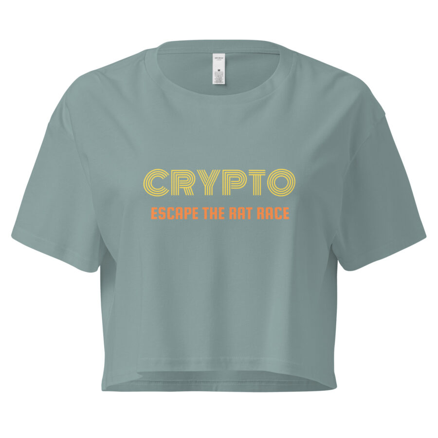 Crypto Escape The Rate Race ||  Women’s Crypto Themed Crop Top - Image 4