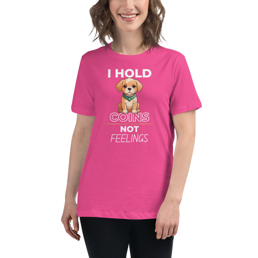 I hold dog coins not feelings || Women's Relaxed Crypto T-Shirt - Image 6