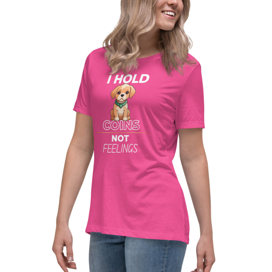 I hold dog coins not feelings || Women's Relaxed Crypto T-Shirt - Image 3